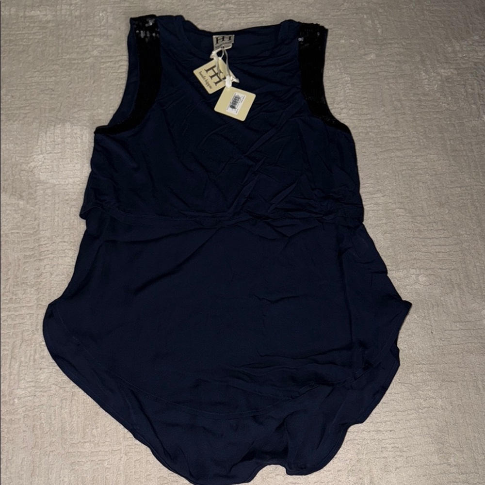 Haute hippie midnight black navy and sequin tank top new with tags sleeveless XS